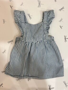 Carter's Blue & White Striped Ruffle Strap Skirted Top